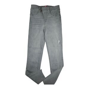 Spanx Womens Distressed Ankle Skinny Jeans Small Gray Ankle Crop Raw Hem